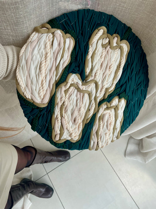 Frankie Meaden creates contemporary floral fibre artworks that push the boundaries of traditional embroidery with scale and by using recycled materials.