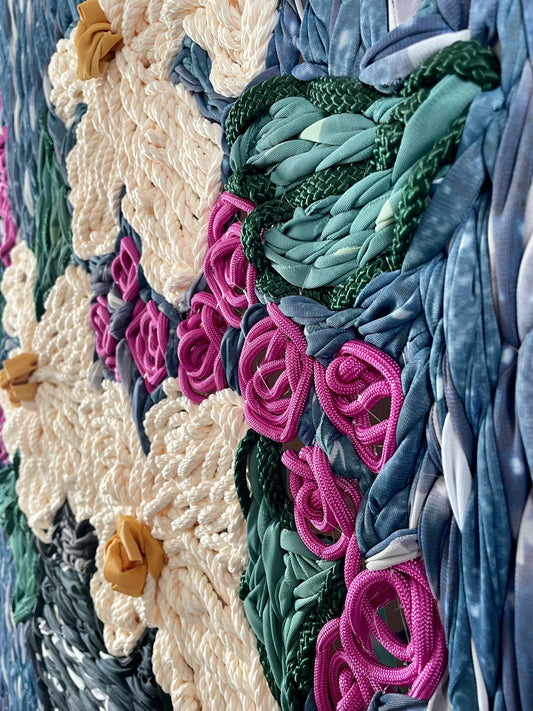 Tapestry art made from recycled materials